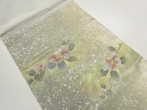 螺鈿引箔花葉模様織出し名古屋帯